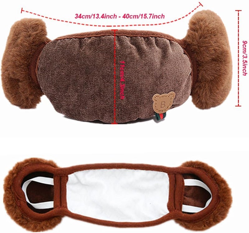TecHong Kids Winter Warm Windproof Mask with Fluffy Ear Covers - Thick Dustproof Breathable Mouth Cover Half Face Earflaps - Image 3